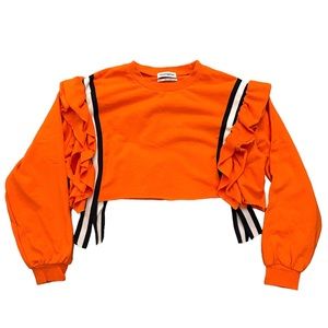 NWOT Urban Outfitters Cropped Ruffle Crewneck